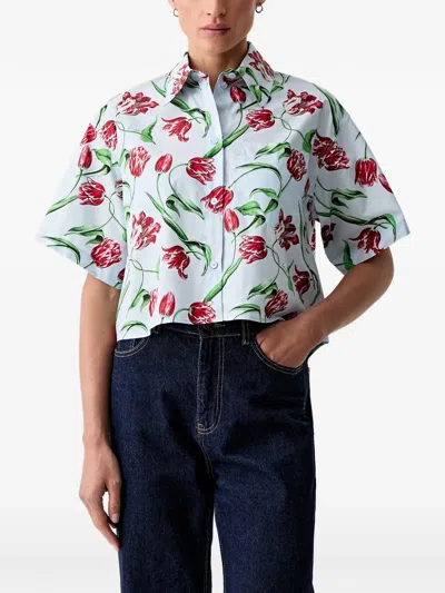 Kenzo Floral Print Short Sleeve Womens Top In Multi