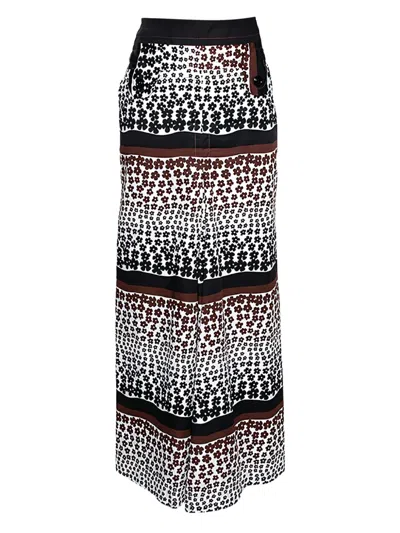 Pre-owned Kenzo Floral-print Maxi Skirt In White