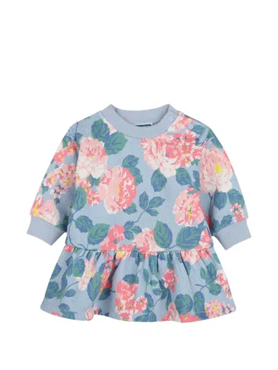 Kenzo Babies' Floral-print Ruffled Dress In Blue