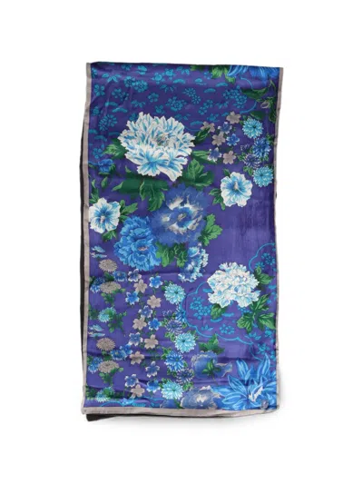 Pre-owned Kenzo Floral-print Scarf In Purple