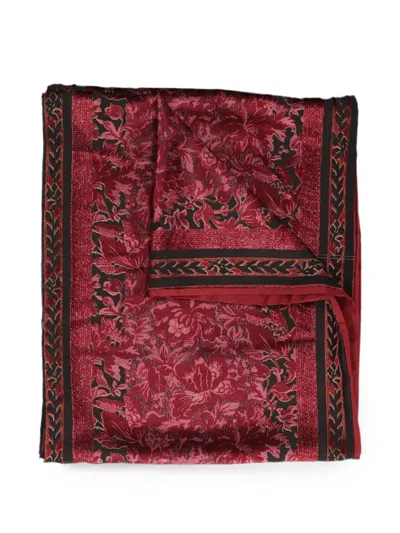 Pre-owned Kenzo Floral-print Scarf In Red