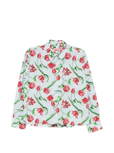 Kenzo Floral Lightweight Long Sleeve Shirt Relaxed Fit In White
