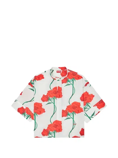 Kenzo Floral-print Shirt In White