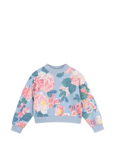 Kenzo Kids' Floral-print Sweatshirt In Blue