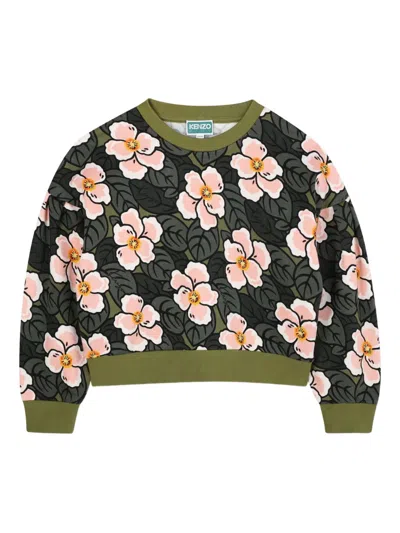 Kenzo Kids' Floral-print Sweatshirt In Green