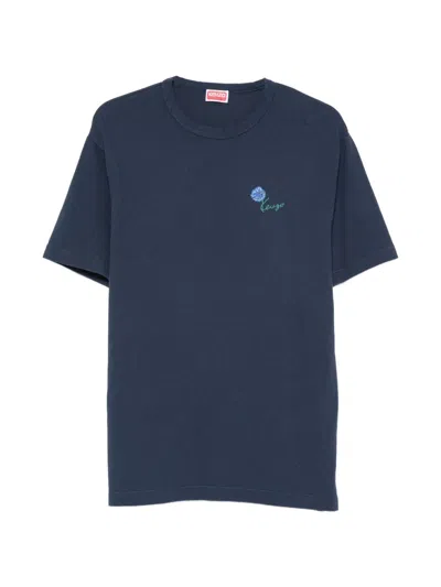 Kenzo Floral-print T-shirt In Blue