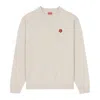 Kenzo Flower Applique Long Sleeve Sweater In Grey
