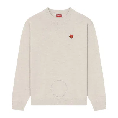 Kenzo Flower Applique Long Sleeve Sweater In Grey