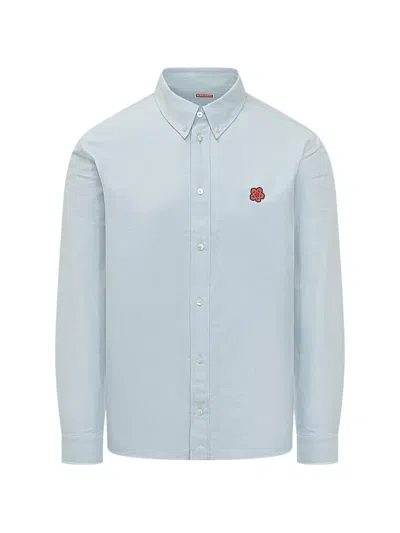 Kenzo Flower Button-down Shirt In Blue