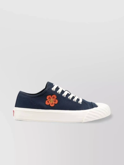 Kenzo Flower Detail Rubber Sole Sneakers In Blue