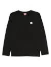 Kenzo Tiger Patch Cotton Sweatshirt In Black