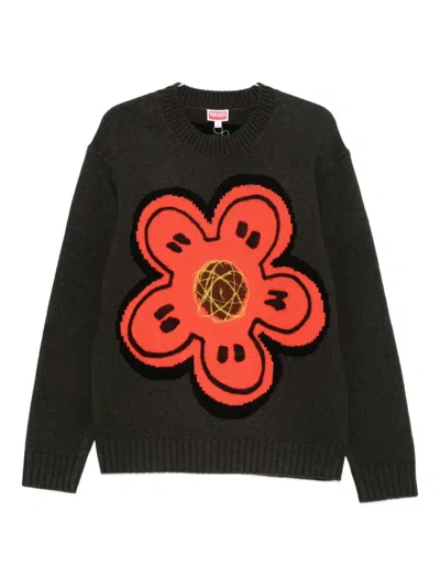 Kenzo Flower-embellishment Crew-neck Sweater In Multi