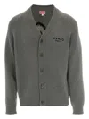 Kenzo Flower-embroidered Cardigan In Gray