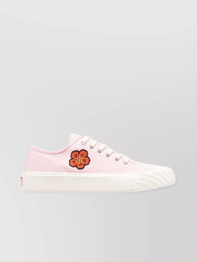Kenzo Flower Embroidered Low Top Sneakers In Cream