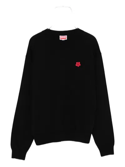 KENZO FLOWER-EMBROIDERED WOOL SWEATER