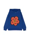 Kenzo Boke Flower Patch Cotton Hoodie In Blue