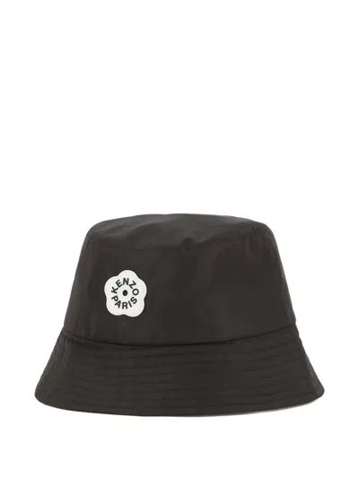 Kenzo Kids' Flower Logo Bucket Hat In Black
