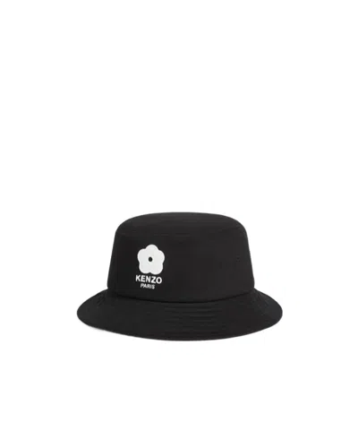 Kenzo Flower Logo Embroidered Bucket Hat In Black