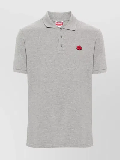 Kenzo Boke Flower Cotton Polo Shirt In Grey