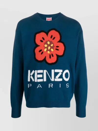 KENZO FLOWER MOTIF WOOL JUMPER