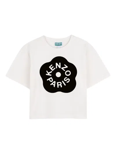 Kenzo Kids' Flower-print T-shirt In White