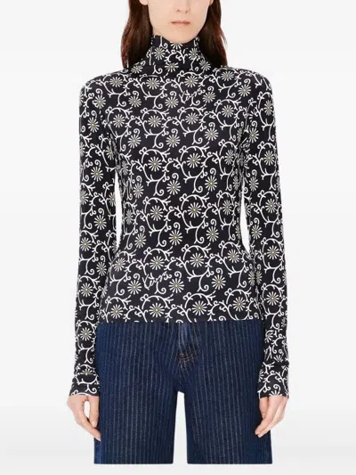 Kenzo Flower-print Turtleneck T-shirt In Multi