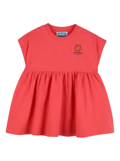 Kenzo Babies' Flower Ruffled Dress In Red