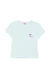 Kenzo Flower-embroidered T-shirt In Blue