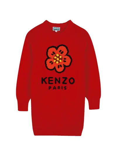 Kenzo Kids' Flower-motif Dress In Red