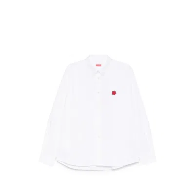 Kenzo Boke Flower Curved Hem Shirt In White