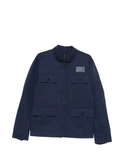 Kenzo Flying Boke Multi-pocket Shirt Jacket In Blue