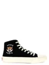 Kenzo Canvas High-top Sneakers In White/black