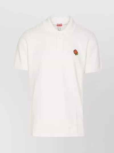 Kenzo Front Patch Regular Collar Short Sleeves Polo In White