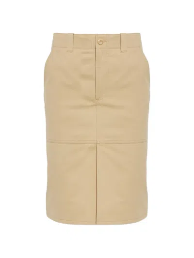Kenzo Front-slit Cotton Skirt In Neutral