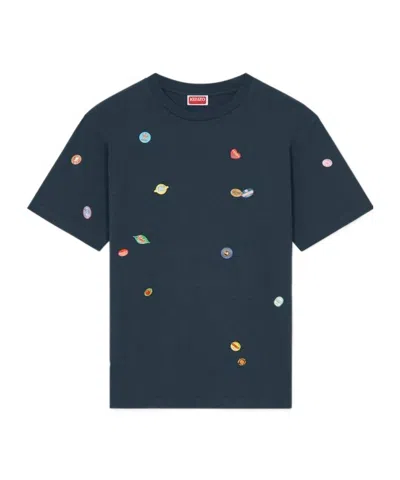 Kenzo Fruit Stickers Cotton T-shirt In Black