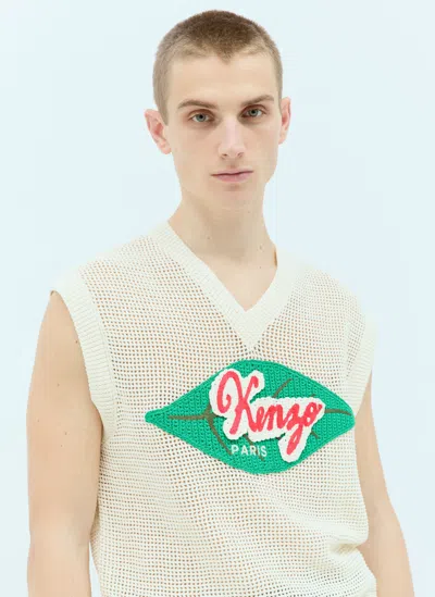 Kenzo Fruit Stickers Knit Vest In White