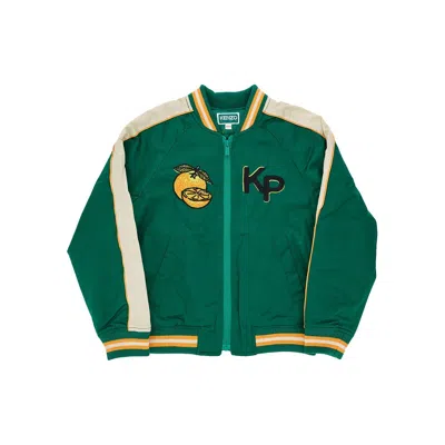 Kenzo 'fruits Stickers' Embroidery Padded Bomber Kids In Green