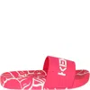 Kenzo Fuchsia Slippers For Girl With Logo In Fuchsia