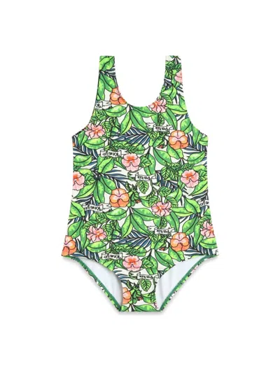 Kenzo Kids' Floral-motif U-neck Swimsuit In Multicolour