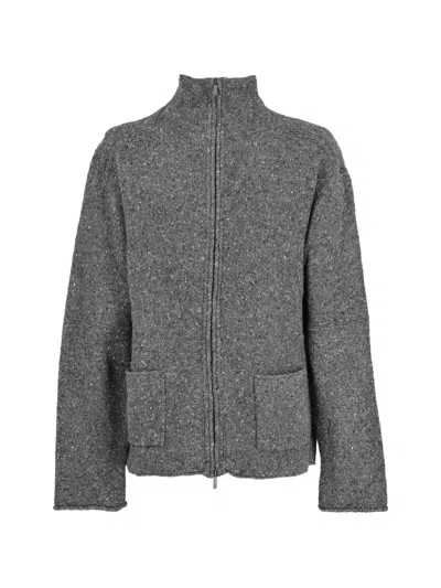 Pre-owned Kenzo Full-zip Front-pocket Sweater In Gray