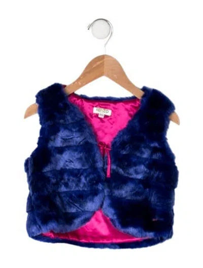 Pre-owned Kenzo Babies' Fur Vest In Blue