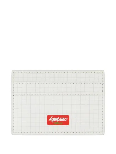 Kenzo Futura 2000 Grid Print Cardholder In White