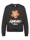 Kenzo Bold Floral Graphic Sweatshirt With Signature Logo In Black