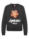 Kenzo Bold Floral Graphic Sweatshirt With Signature Logo In Black