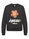 Kenzo Bold Floral Graphic Sweatshirt With Signature Logo In Black
