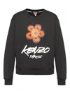 Kenzo Bold Floral Graphic Sweatshirt With Signature Logo In Black