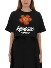 Kenzo Cropped T-shirt "futura" In Black
