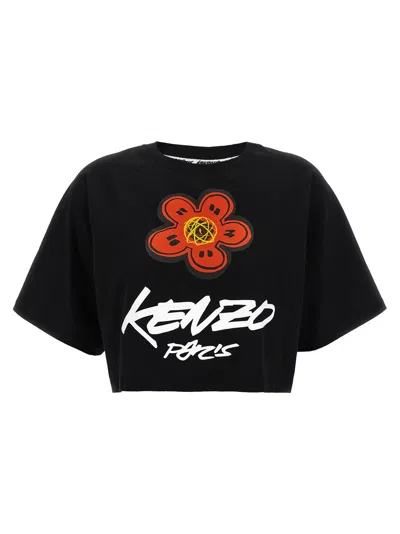 Kenzo Futura Cropped T-shirt In Black
