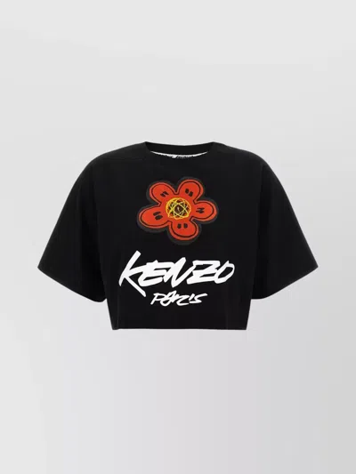 Kenzo 'futura' Graphic Print Cropped T-shirt