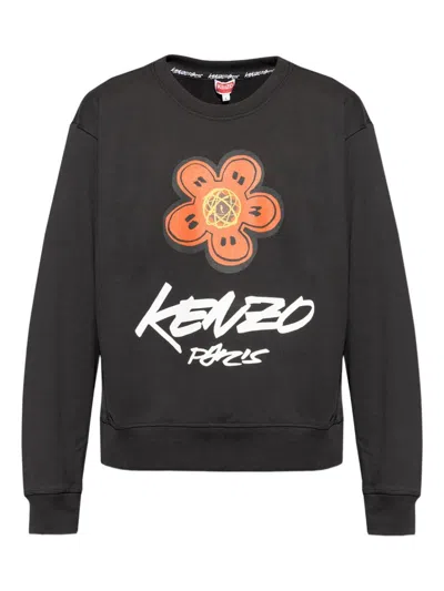 Kenzo Futura Logo Cotton Sweatshirt In Black